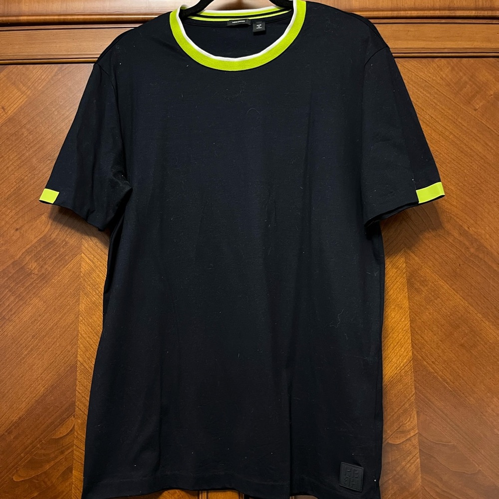 Hugo Boss Men's Black T‑Shirt with Neon Trim